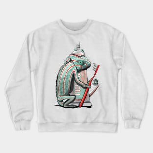 Chameleon Brushing their Teeth Crewneck Sweatshirt